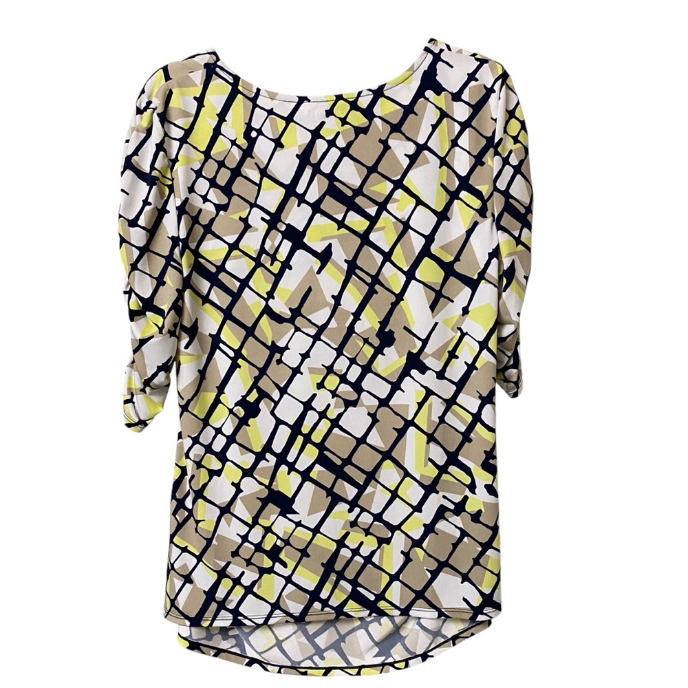 Alfani abstract wearable art funky Print blouse ruched blouse top stretch size L - Picture 10 of 13